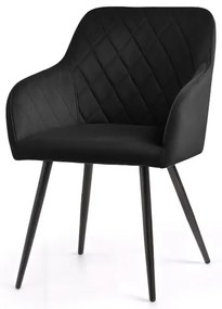 Sada dvoch jedálenských stoličiek VELTO zamatové, čierne / čierne nohy (2 ks)