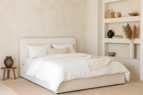 Noela Čalúnená posteľ s úložným priestorom biela TEDDY 160