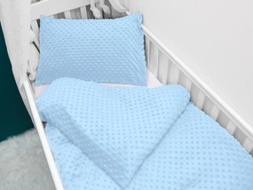 Biante Detské posteľné obliečky do postieľky Minky 3D bodky MKP-008 Nebeské modré Do postieľky 90x140 a 50x70 cm