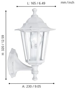 EGLO 22463 - vonkajšie nástenné svietidlo LATERNA 5 1xE27/60W biela