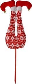 Vianočná dekorácia zápich červenej nohy škriatka Elfa - 19*4*50 cm