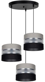 Luster na lanku CORAL 3xE27/60W/230V čierna/šedá/chróm pr. 45 cm