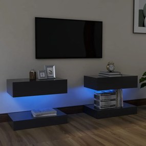 TV skrinky s LED svetlami 2 ks sivé 60x35 cm