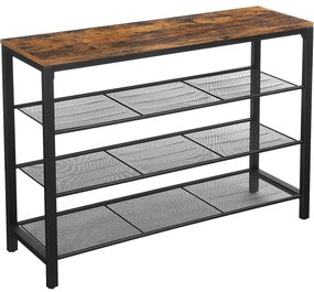 Botník, 4-úrovňový stojan pre obuv, rustikálny hnedý