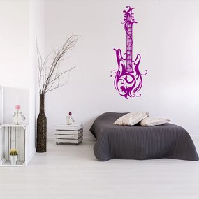 Veselá Stena Samolepka Dizajnová gitara Farba: fialová, Veľkosť: 60 x 22 cm