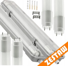 SADA 2x hermetického svietidla 120 cm lampa + LED trubice pre dielňu a garáž