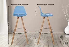 Barová stolička Corbin Round - koženka, natura rám - modrá