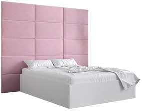 Manželská posteľ s čalúneným čelom 160 cm Brittany 1 (biela matná + ružová) (s roštom). Vlastná spoľahlivá doprava až k Vám domov. 1045876