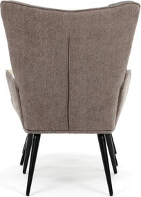 Relaxačné kreslo ušiak s taburetom ROYAL II — kov, látka, patchwork