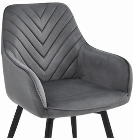 Set dvoch jedálenských otočných stoličiek NANA360 zamatové, tmavosivé (čierne nohy) 2 ks