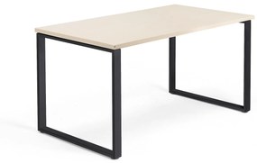 Kancelársky pracovný stôl QBUS, O-rám, 1400x800 mm, breza/čierna