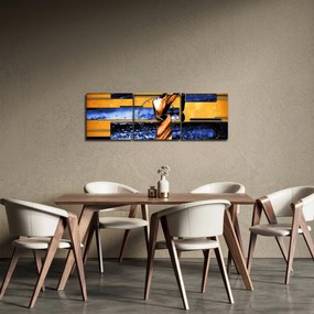 Obraz abstraktné maľby (s hodinami) (90x30 cm)