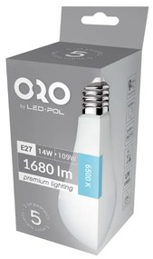 LED žiarovka E27 A65 14W Farba: Studená biela 6500K