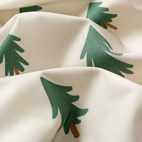 Goldea vianočný okrúhly obrus z pevnej bavlny - stromčeky na režnom Ø 100 cm