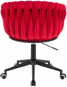 LuxuryForm DESIGN Stolička NORDEN VELUR na čiernej podstave s kolieskami - červená