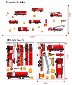 Veselá Stena Samolepka na stenu na stenu Hasičské autá