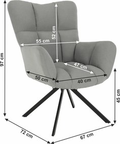 Dizajnové otočné kreslo Komodo - sivá / čierna
