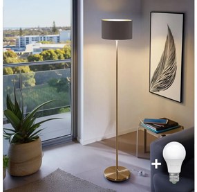 LED stojacia lampa TUNJA 1xE27/20W/230V pr. 30 cm zlatá/hnedá