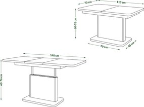 ASTON MINI-Z Béžová (Šampanská) - rozkladací stôl so zdvíhacou doskou