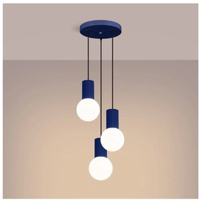 Tmavomodré závesné svietidlo so skleneným tienidlom ø 25 cm Orbital – Sollux