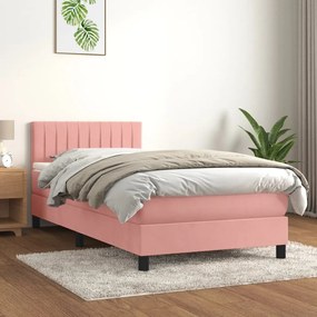 Posteľný rám boxsping s matracom ružový 90x190 cm zamat 3141400