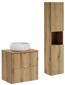 Kúpeľňová zostava Nova Oak Wiki so skrinkami a umývadlom 60 cm dub evoke