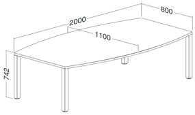Konferenčný stôl ProOffice 80/110 x 200 x 74,2 cm, čerešňa