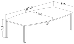 Konferenčný stôl ProOffice 80/110 x 200 x 74,2 cm, čerešňa