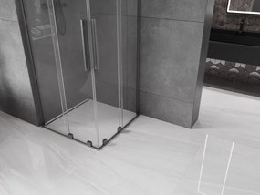 Mexen Velar L Duo, sprchový kút s posuvnými dverami 100 x 100 cm, 8mm číre sklo, grafit brúsený, 871-100-100-02-03-66
