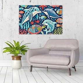 Obraz – Kreslené vodné zvieratká (90x60 cm)