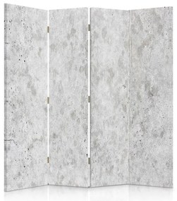 Ozdobný paraván, Světlý beton - 145x170 cm, štvordielny, obojstranný paraván 360°