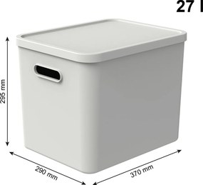 Rotho 2. akosť - Úložný box, rovný s vekom, 27l, matne biela ALBU LIGHT, 37x29x30