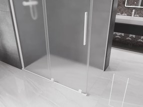 Mexen Velar, sprchový kút s posuvnými dverami 130 x 75 cm, 8mm sklo námraza, biela matná, 871-130-075-31-20