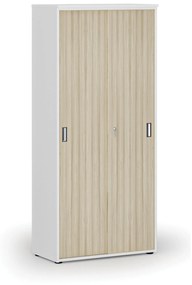 Skriňa so zasúvacími dverami PRIMO WHITE, 1781 x 800 x 420 mm, biela/dub prírodná