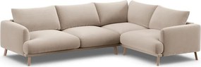 Béžová zamatová rohová pohovka (pravý roh/do L) Naomi – Micadoni