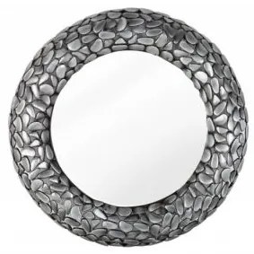 Okrúhle nástenné zrkadlo Mosaic Stone 80 cm kov sivý rám