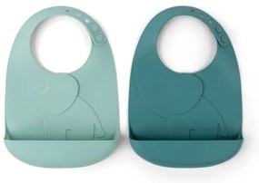 Done by Deer Set silikónových podbradníkov 2ks Peekaboo modrá