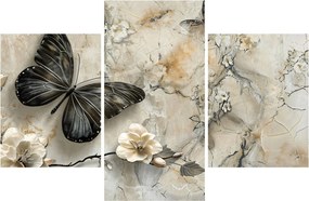Obraz - Mramorové pozadie s motýľmi (90x60 cm)