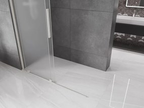 Mexen Velar, sprchová zástena s posuvnými dverami Walk-in 130 x 200 cm, 8mm sklo námraza, brúsená oceľ, 871-130-000-33-97
