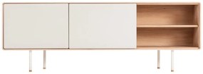 TV stolík z dubového dreva v bielo-prírodnej farbe 180x64 cm Fina – Gazzda