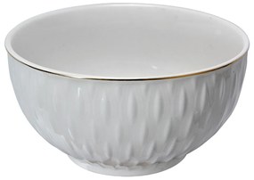 Biela porcelánová miska na polievku so zlatým prúžkom - Ø 13*7 cm / 350 ml