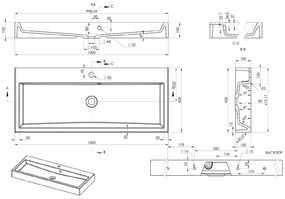 Sapho Sapho, ORINOKO umývadlo 100x42cm, liaty mramor, biela, OR100