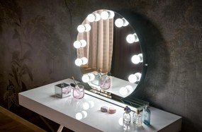 Stolové kozmetické zrkadlo Torano s LED osvetlením biele/strieborné
