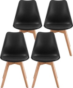 Set štyroch jedálenských stoličiek KDCB35888BH01 (4 ks) čierne / hnedé nohy