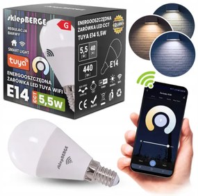 BERGE SMART E14 LED žiarovka 5,5W WW-NW-CW Wi-Fi TUYA CCT