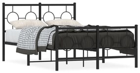 Kovový rám postele s čelom a podnožkou čierny 120x200 cm 376242