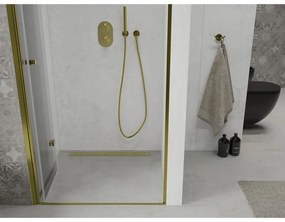 Mexen Lima, skladacie sprchové dvere do otvoru 90 x 190 cm, 6mm číre sklo, zlatý profil, 856-090-000-50-00