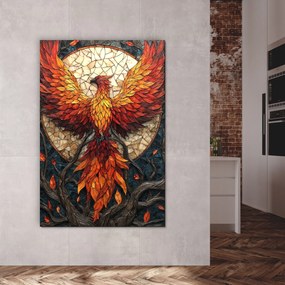 DUBLEZ | Mozaikový obraz na dreve - Vitrážny fénix