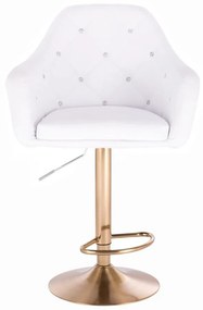 LuxuryForm DESIGN Barová stolička ROMA na zlatom tanieri - biela
