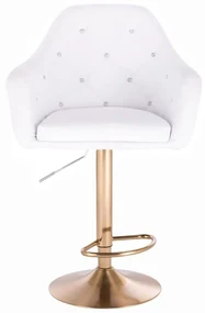 LuxuryForm DESIGN Barová stolička ROMA na zlatom tanieri - biela